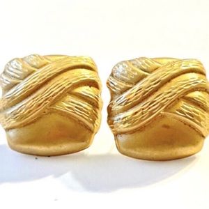 Vintage 80s 90s 14k Yellow Gold Square Abstract Earring